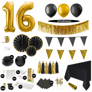 16 jaar versiering zwart goud
