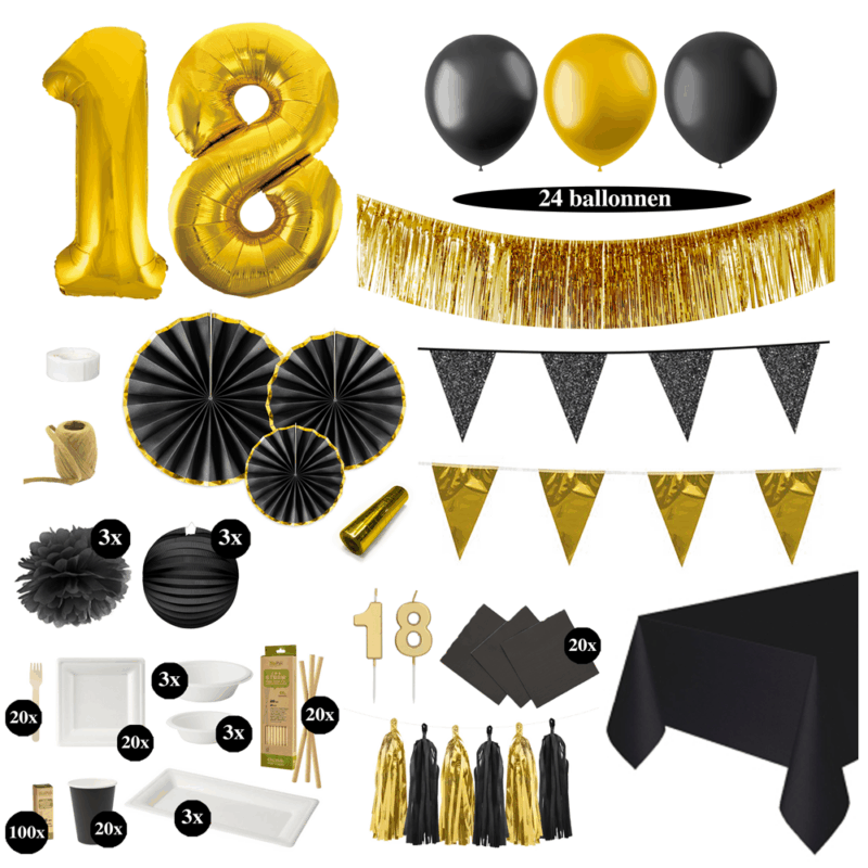 18 jaar versiering zwart goud