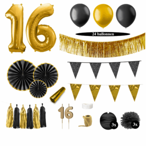 16 jaar versiering zwart goud