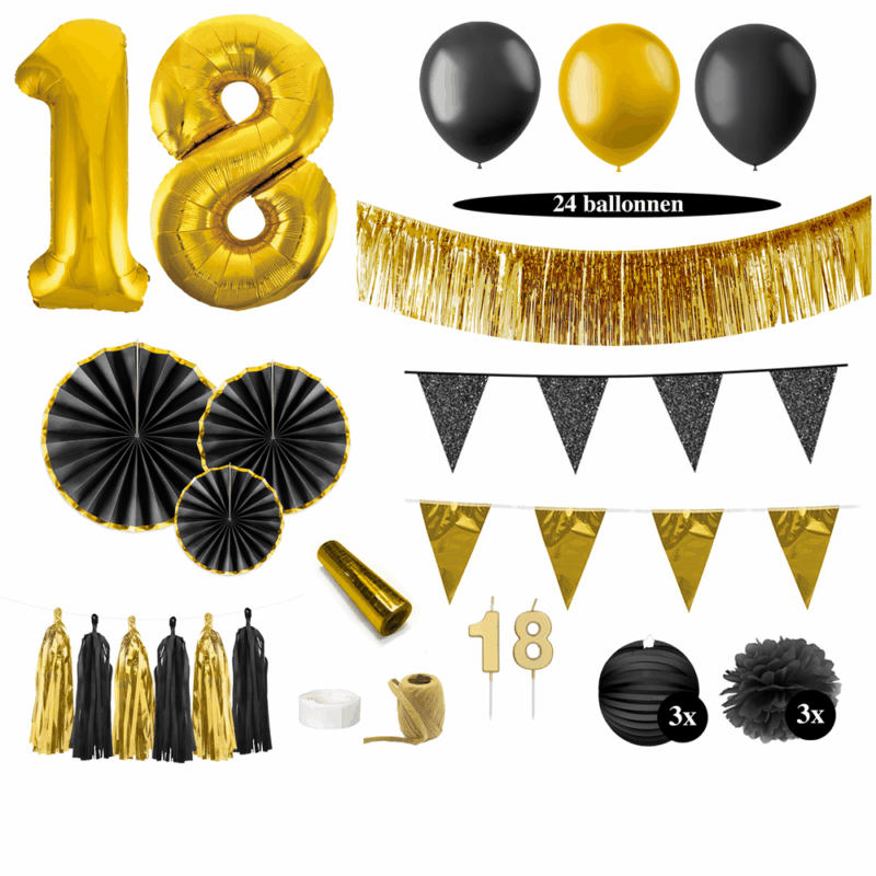 18 jaar versiering zwart goud