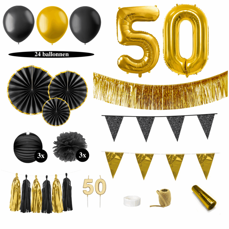 50 jaar versiering zwart goud