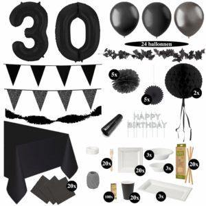 30 Jaar Versiering Pakket met Tafel Decoratie - Funeral For My Youth Thema - Zwart