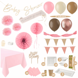 Teddy Pink - Babyshower Versiering Meisje - Baby Roze & Bruin