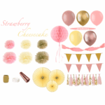 Strawberry Cheesecake - Feest Versiering Pakket - Roze en Goud