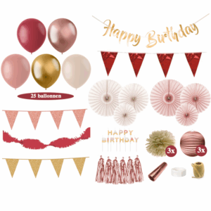 Verjaardag Versiering Bordeaux Rood Oud Roze Rose Goud