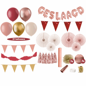 Geslaagd Feest Versiering Pakket Bordeaux Rood Oud Roze Rosé Goud