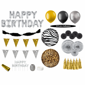 Foute Party Verjaardag Versiering Pakket - Zwart, Zilver & Goud