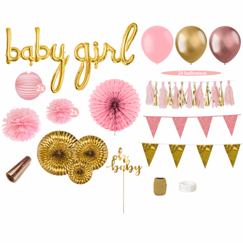 Baby Girl Babyshower decoratie geboorte versiering kraamfeest meisje