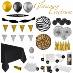Glamour Electrum - Fout Feest Versiering Pakket - Zwart, Zilver & Goud