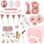 18 Jaar Versiering Pakket met Tafel Decoratie - Roségoud en Wit