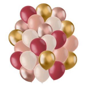 Ballonnen Set - Bordeaux Rood, Oud Roze, Rosé & Goud - 25 Stuks