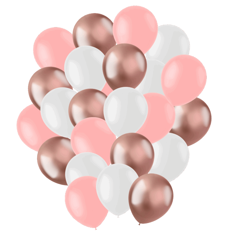 Ballonnen rosegoud, roze en wit