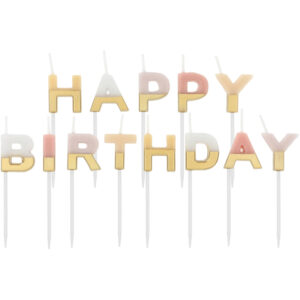 Happy Birthday Kaarsjes Pastel Kleuren Goud