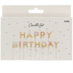 Happy Birthday Kaarsjes Pastel Kleuren Goud