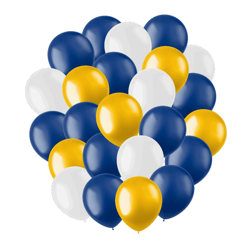ballonnen blauw goud en wit