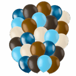 Ballonnen Set – Bruin, Crème & Blauw – 25 stuks