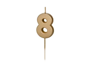 Cijferkaars Goud 8 - Taartkaarsje voor Verjaardag of Jubileum