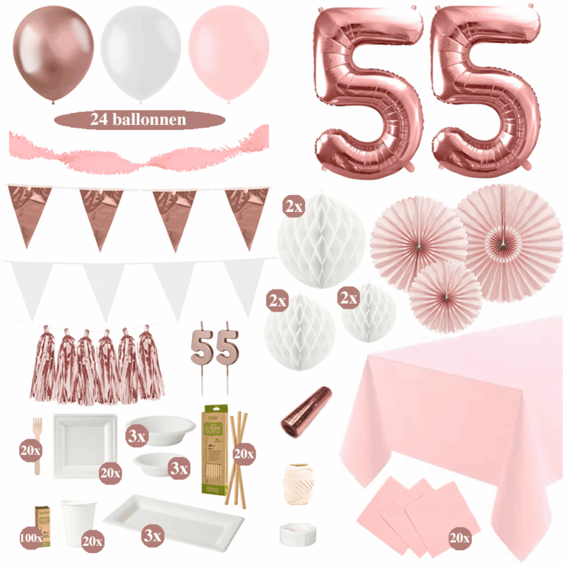 55 jaar versiering met tafeldecoratie