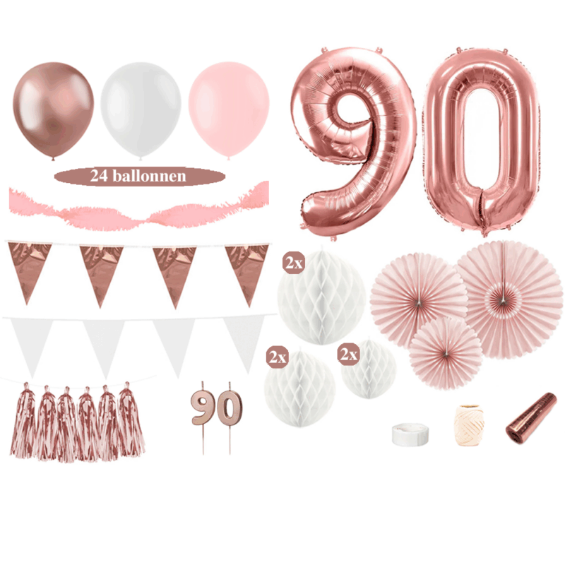 90 jaar versiering rosegoud