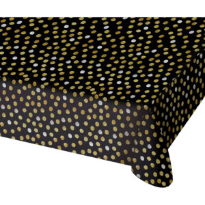 Zwart Tafelkleed met Stippen Plastic 130 x 180 cm