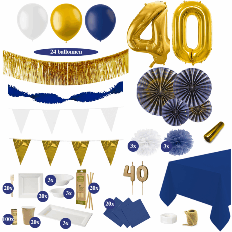 40 jaar versiering donkerblauw