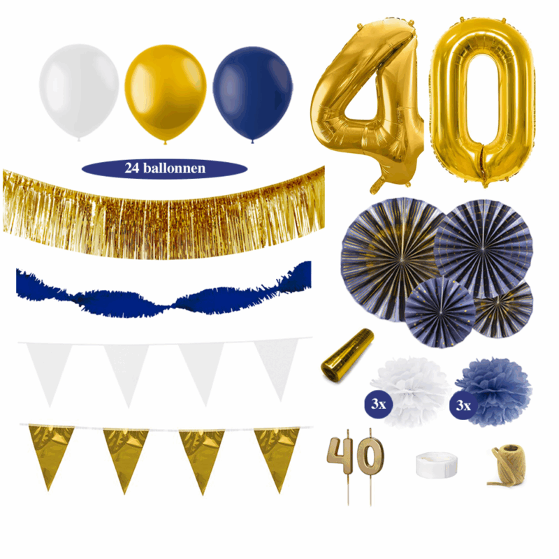 40 jaar versiering donkerblauw