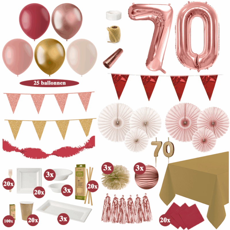 70 jaar versiering pakket rosegoud