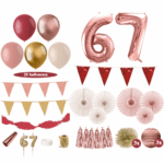 67 jaar versiering rosegoud roze bordeaux rood
