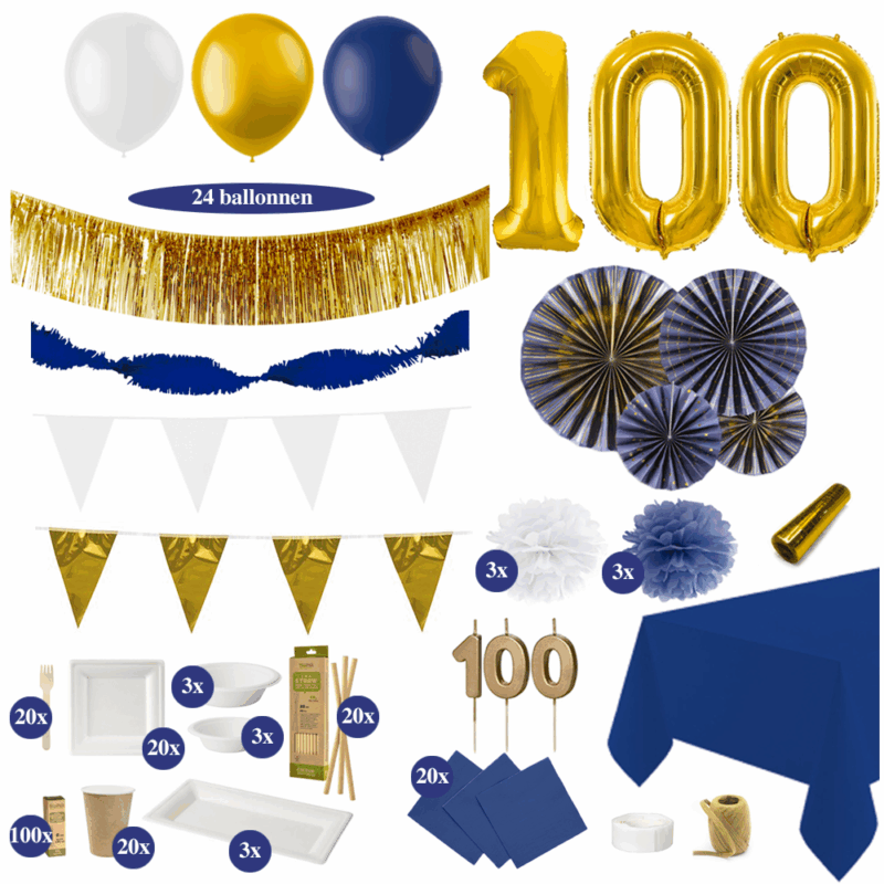 17abc100 100 jaar versiering donkerblauw goud