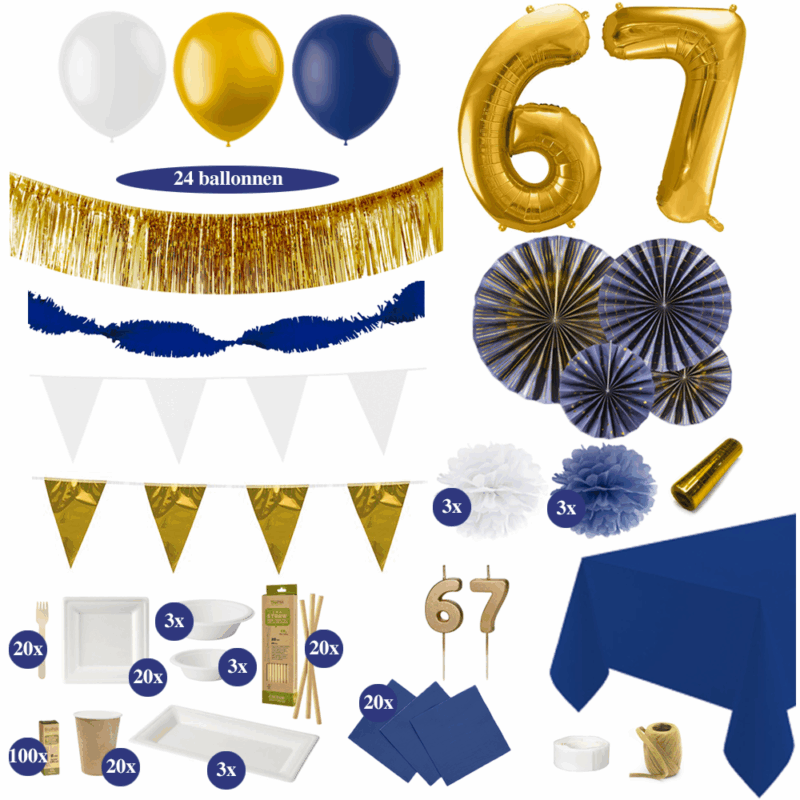 67 jaar verjaardag versiering donkerblauw