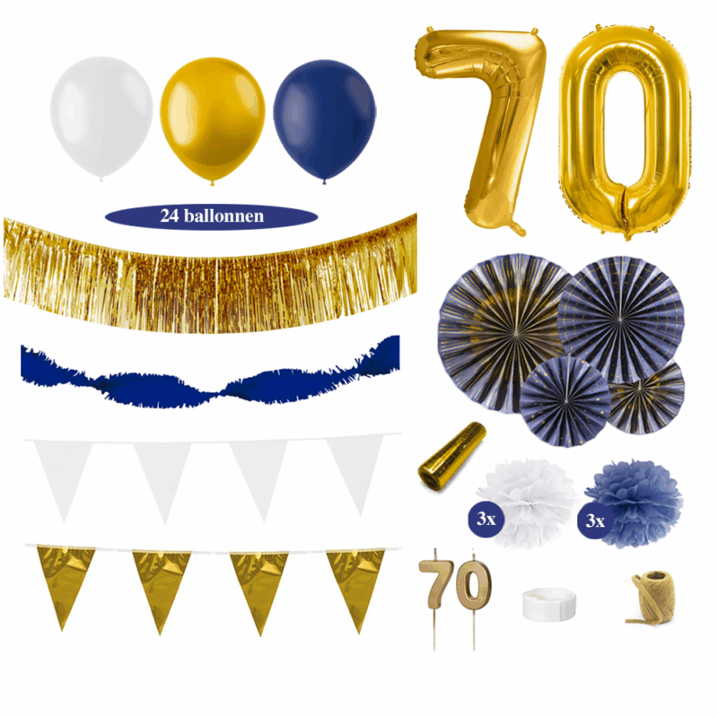 70 jaar verjaardag versiering marine blauw